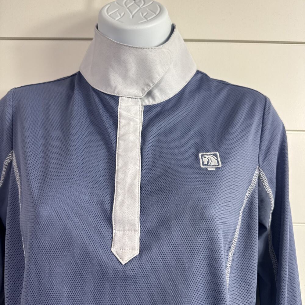 ROMFH Chill Factor Equestrian Riding Polo Shirt Long Sleeve Blue sz S - Picture 5 of 8